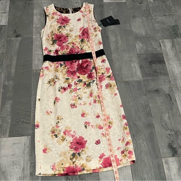 NWT DOLCE & GABBANA Dress Pink Cream Floral Jacquard Black Sleeveless Dress 42 6 - Picture 8 of 16
